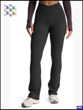 Trinity Crosswaist Wide Leg Flare Yoga Pants High Waisted Tummy Control 29/31/33